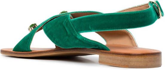 Madison.Maison cross-strap jewelled sandals Green
