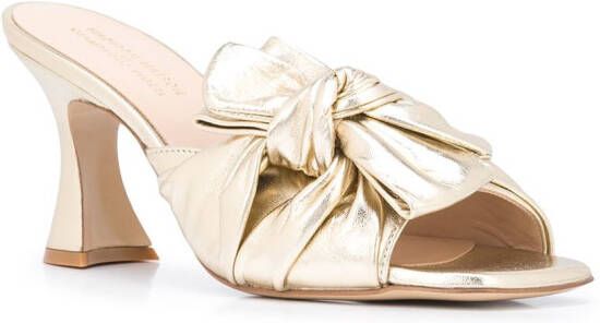 Madison.Maison knot-bow sculpted heel mules Gold