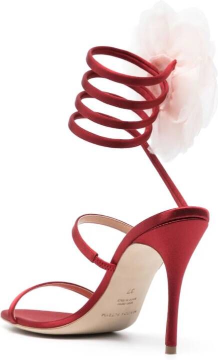 Magda Butrym 105mm floral-appliqué satin sandals Red