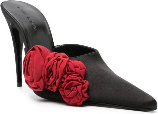 Magda Butrym 105mm flower-appliqué satin mules Black