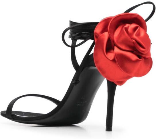 Magda Butrym 105mm rose-embellished satin sandals Black