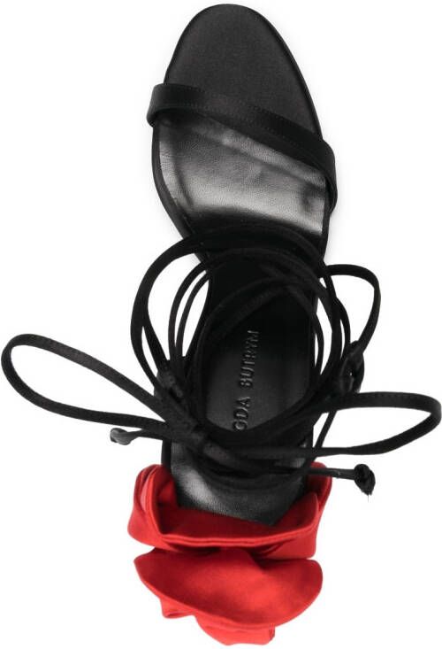 Magda Butrym 105mm rose-embellished satin sandals Black