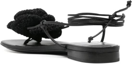 Magda Butrym crochet-floral-appliqué sandals Black