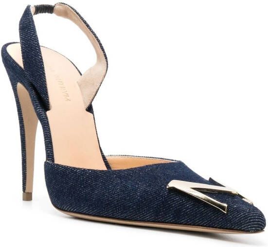 Magda Butrym denim pointed-toe slingback 110mm pumps Blue