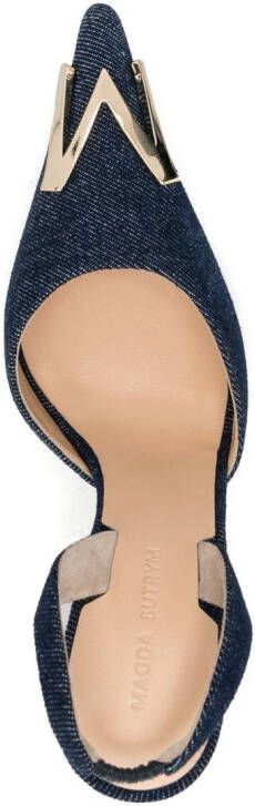 Magda Butrym denim pointed-toe slingback 110mm pumps Blue