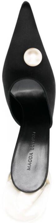 Magda Butrym faux-pearl embellished 110mm leather mules Black