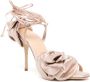 Magda Butrym floral-appliqué 105mm satin silk sandals Pink - Thumbnail 2