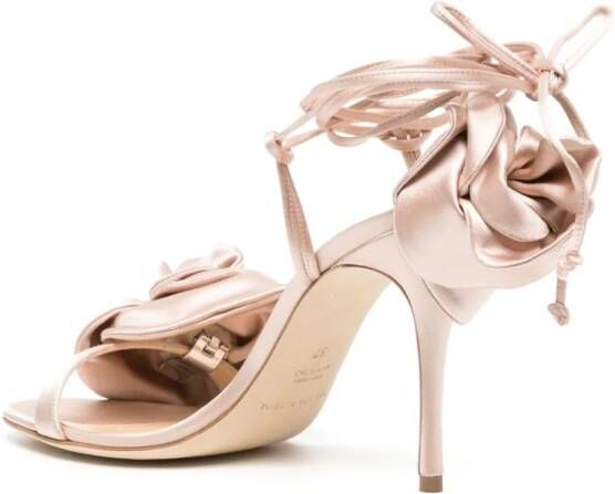 Magda Butrym floral-appliqué 105mm satin silk sandals Pink