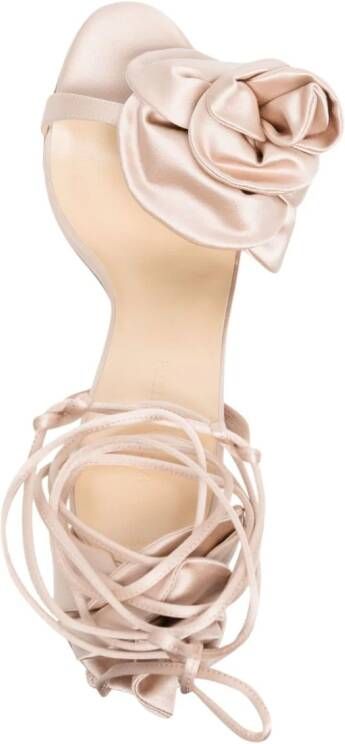 Magda Butrym floral-appliqué 105mm satin silk sandals Pink