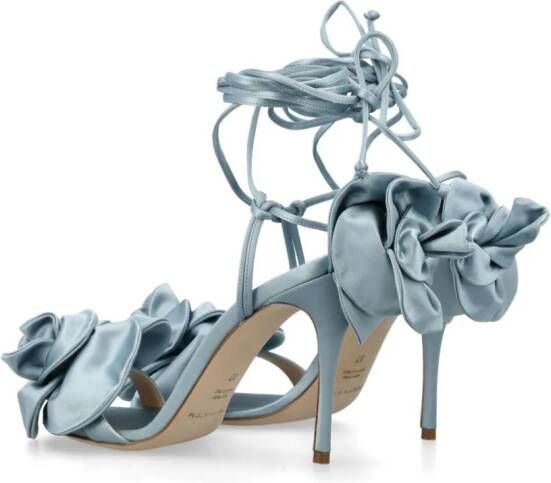 Magda Butrym floral-appliqué satin sandals Blue
