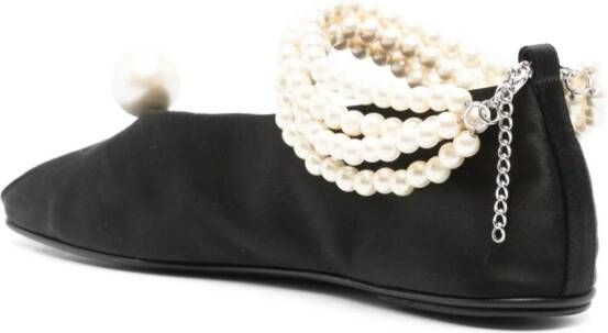Magda Butrym pearl-embellished satin ballerina shoes Black