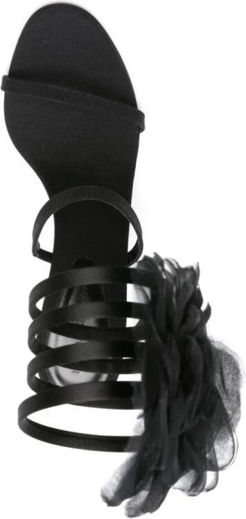 Magda Butrym spiral-bound floral-appliqué sandals Black
