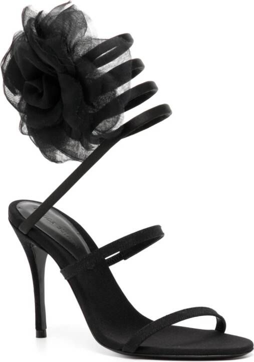 Magda Butrym Spiral organza-flower sandals Black