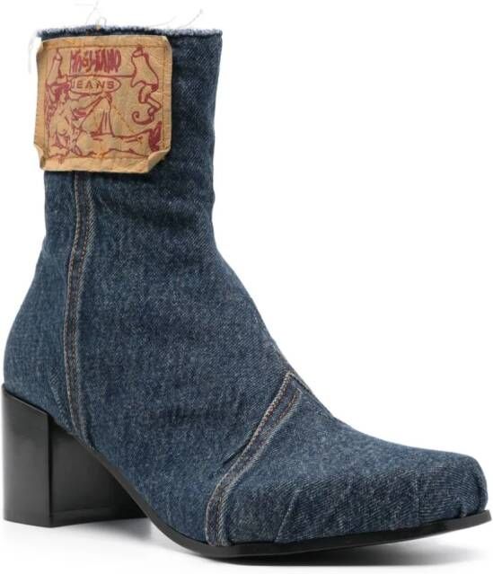 Magliano 75mm denim ankle boots Blue
