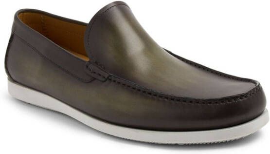 Magnanni almond-toe leather loafers Brown