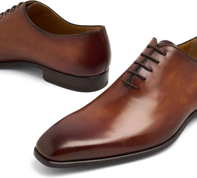 Magnanni almond-toe leather oxford shoes Brown
