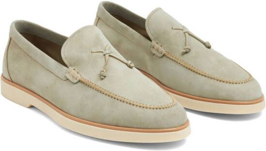 Magnanni almond-toe suede loafers Green