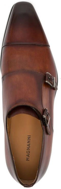 Magnanni double-buckle monk shoes Brown