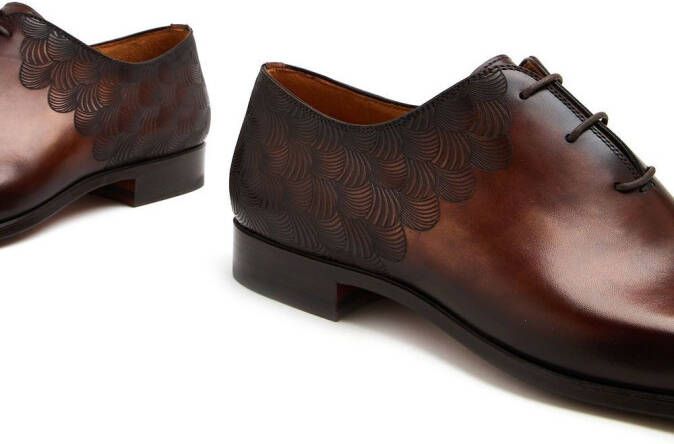 Magnanni embossed-detail Oxford shoes Brown