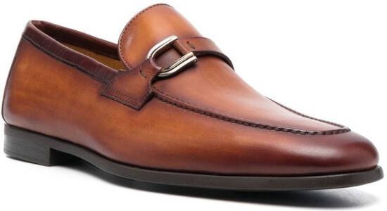 Magnanni front-strap almond-toe loafers Brown