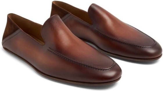 Magnanni Heston almond-toe leather slippers Brown
