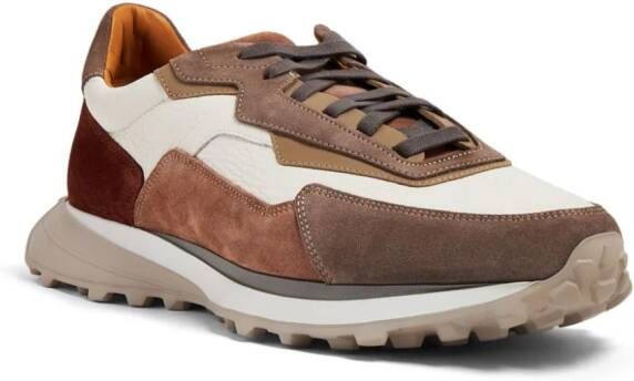 Magnanni panelled lace-up sneakers Brown