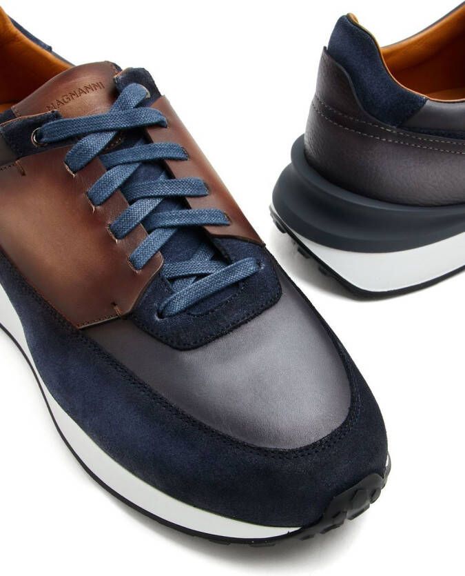 Magnanni panelled low-top sneakers Blue