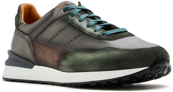 Magnanni panelled low-top sneakers Green