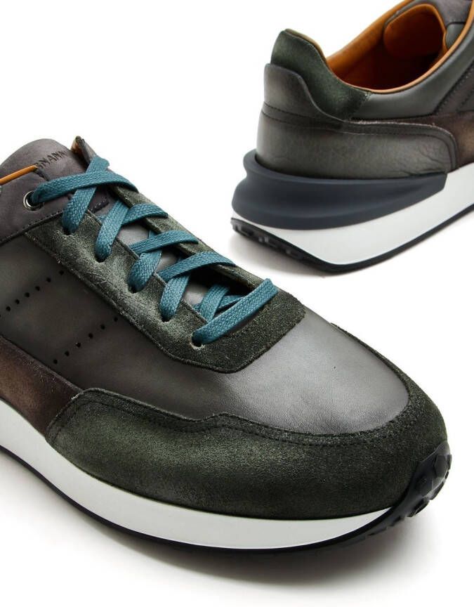 Magnanni panelled low-top sneakers Green