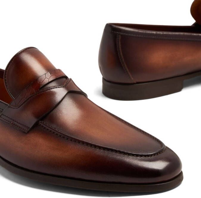 Magnanni penny-slot leather loafers Brown