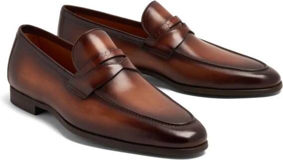 Magnanni penny-slot leather loafers Brown