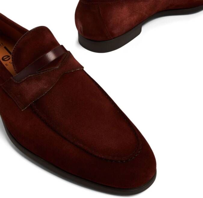 Magnanni penny-slot suede loafers Red