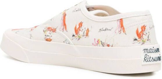 Maison Kitsuné all-over graphic-print sneakers White