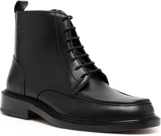 Maison Kitsuné lace-up leather boots Black