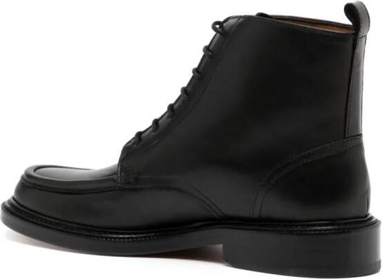 Maison Kitsuné lace-up leather boots Black