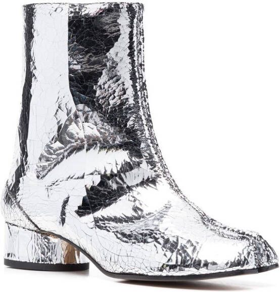Maison Margiela cracked-effect metallic ankle boots Grey