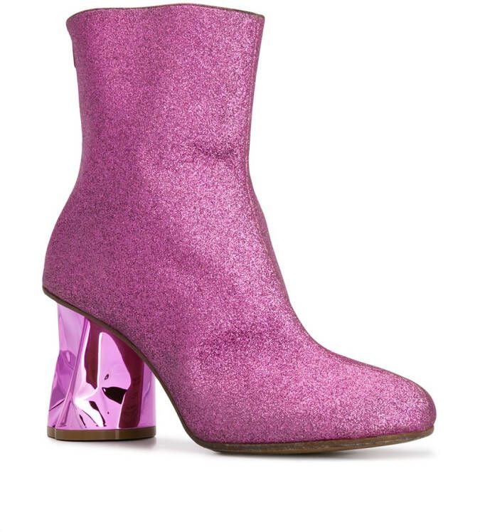Maison Margiela crushed heel glitter ankle boots Pink