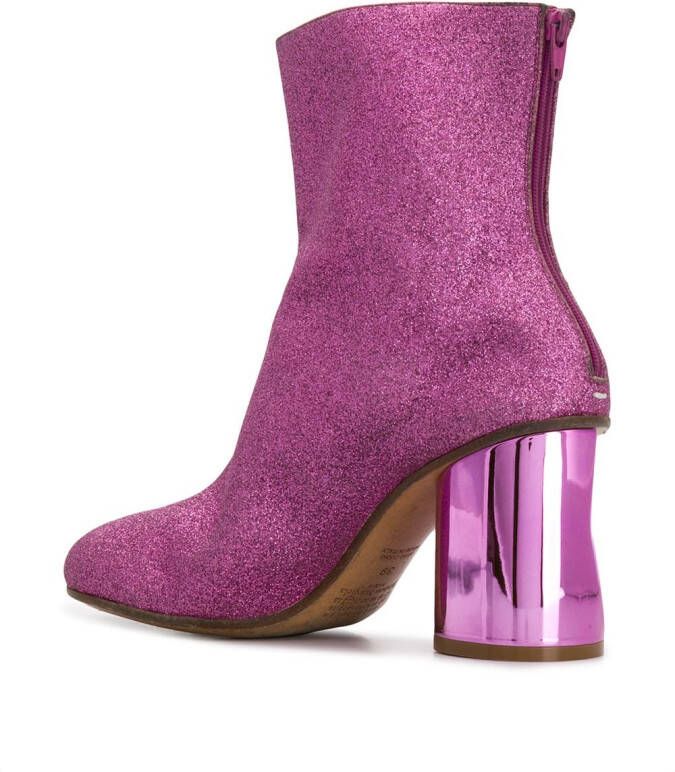 Maison Margiela crushed heel glitter ankle boots Pink