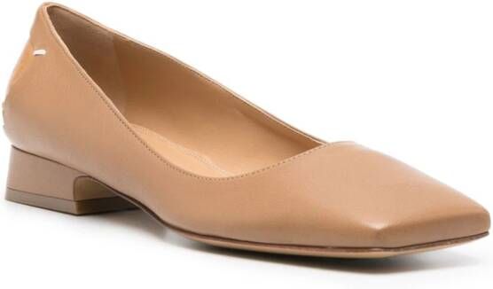Maison Margiela four-stitch leather ballerina shoes Brown