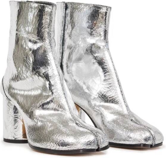 Maison Margiela Tabi 80mm mirror-effect ankle boots Silver