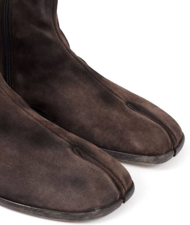 Maison Margiela Tabi flat suede boots Brown