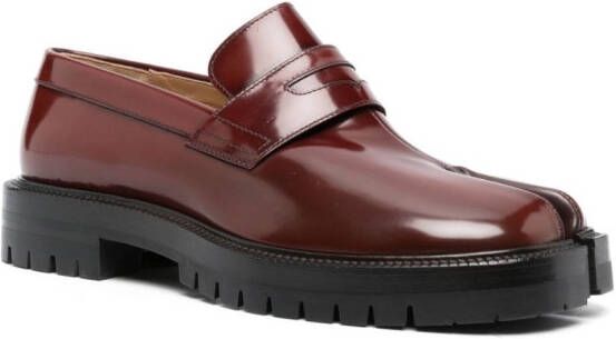 Maison Margiela Tabi leather loafers Red