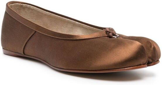 Maison Margiela Tabi satin ballerina shoes Brown