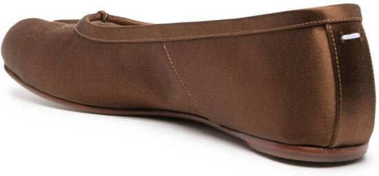 Maison Margiela Tabi satin ballerina shoes Brown