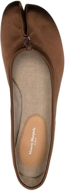 Maison Margiela Tabi satin ballerina shoes Brown