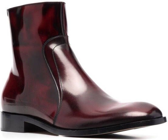 Maison Margiela waxed leather ankle boots Red