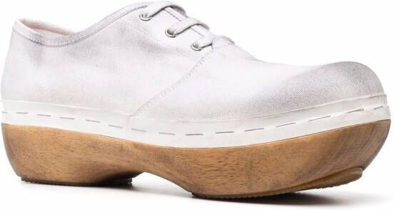 Maison Margiela wooden sole lace-up shoes White