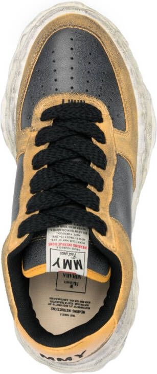 Maison Mihara Yasuhiro Wayne distressed-effect low-top leather sneakers Yellow