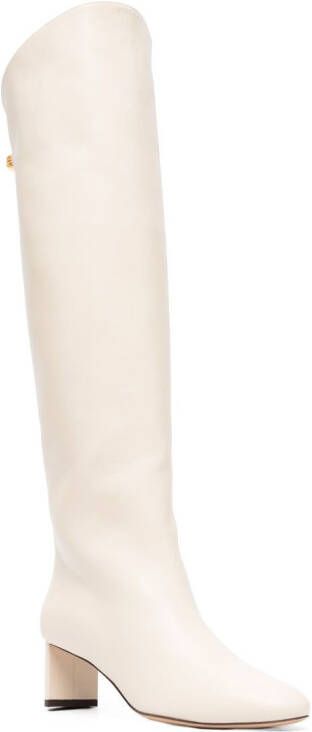 Maison Skorpios 50mm knee-high leather boots Neutrals