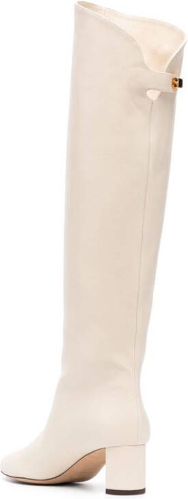 Maison Skorpios 50mm knee-high leather boots Neutrals